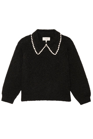 Crochet Collar Pullover in Black