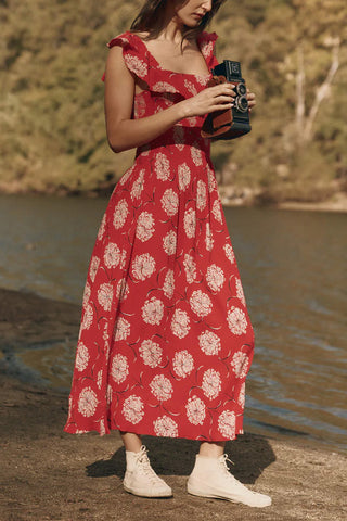 Havana Dress in Red Dancing Floral