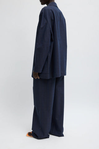 Menswear Crepon Liam Blazer in Navy Multi