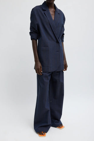 Menswear Crepon Liam Blazer in Navy Multi