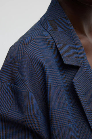 Menswear Crepon Liam Blazer in Navy Multi
