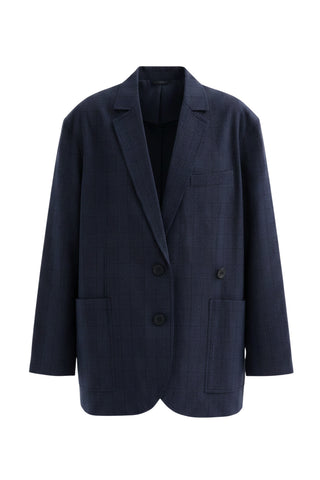 Menswear Crepon Liam Blazer in Navy Multi
