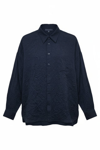 Crinkle Oversized Shirt in Midnight Navy
