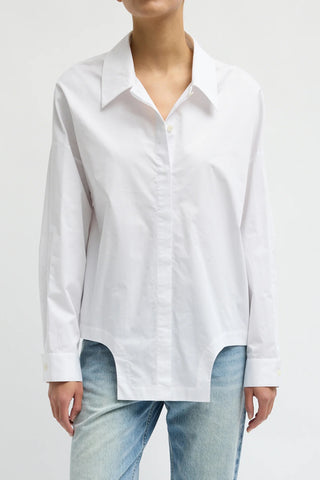 Eco Poplin Easy Shirt With Flap Detail in White