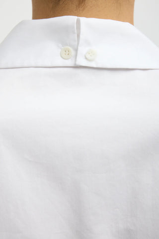 Eco Poplin Easy Shirt With Flap Detail in White