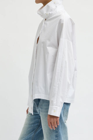 Eco Poplin Easy Shirt With Flap Detail in White