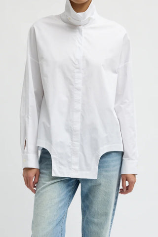 Eco Poplin Easy Shirt With Flap Detail in White