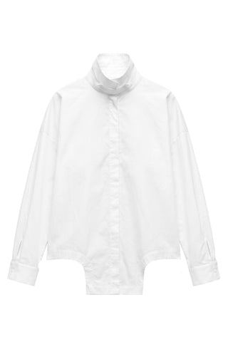 Eco Poplin Easy Shirt With Flap Detail in White