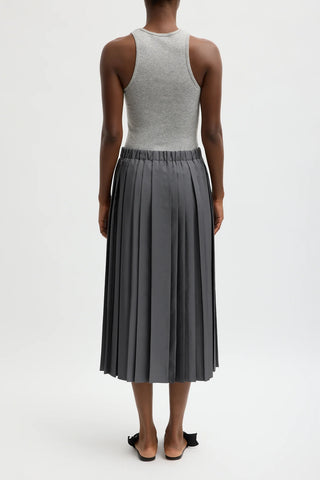 Feather Weight Pleated Pull On Skirt in Grey