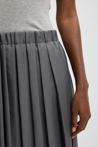 Feather Weight Pleated Pull On Skirt in Grey