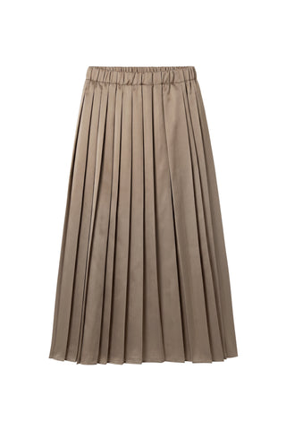 Feather Weight Pleated Pull On Skirt in Latte