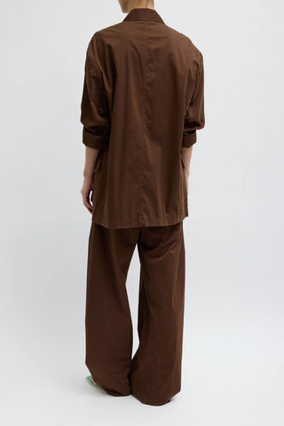 Garment Dyed Silky Cotton Liam Blazer in Brown