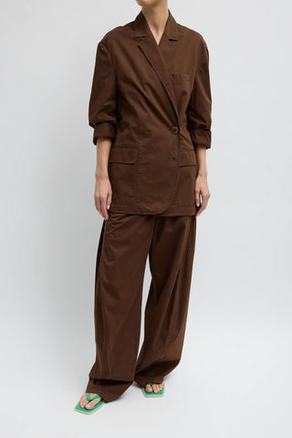 Garment Dyed Silky Cotton Liam Blazer in Brown