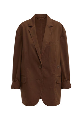 Garment Dyed Silky Cotton Liam Blazer in Brown