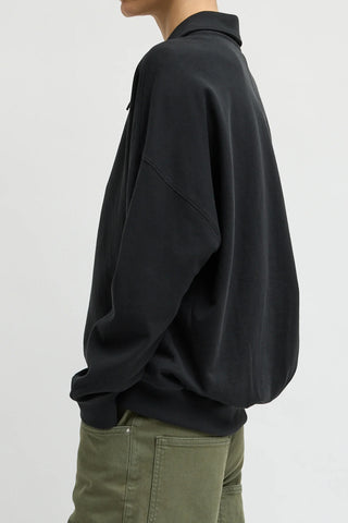 Light Weight Sweatshirting Polo in Black
