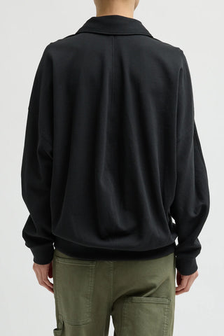 Light Weight Sweatshirting Polo in Black