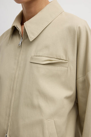 Luxe Twill Bomber in Taupe