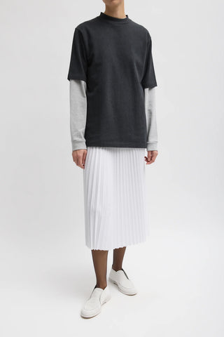 Nylon Pleating Sunray Pull On Skirt in White