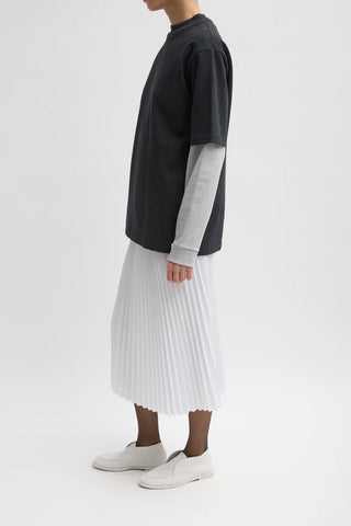 Nylon Pleating Sunray Pull On Skirt in White