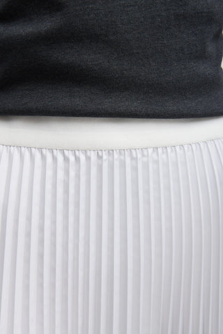 Nylon Pleating Sunray Pull On Skirt in White
