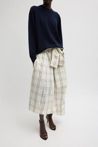 Russel Plaid Balloon Dress in Ivory/Black