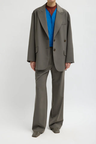 Tropical Wool Liam Blazer in Dark Stone