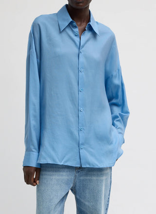 Ultra Light Silk Tencel Oversized Shirt in Blue
