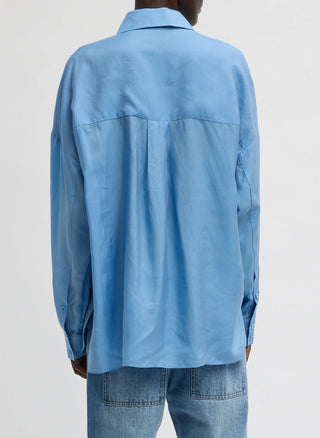 Ultra Light Silk Tencel Oversized Shirt in Blue