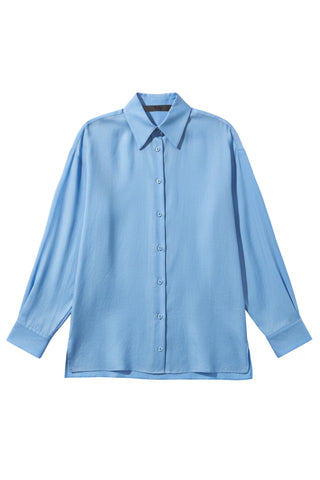 Ultra Light Silk Tencel Oversized Shirt in Blue