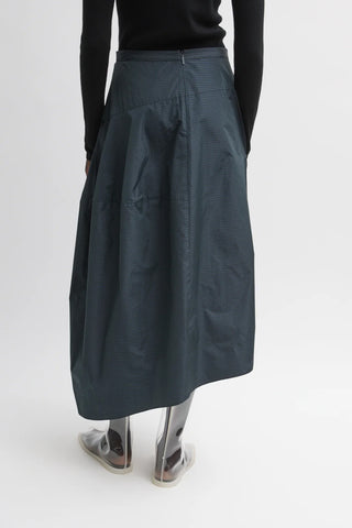 Nylon Asymmetrical Balloon Skirt in Navy