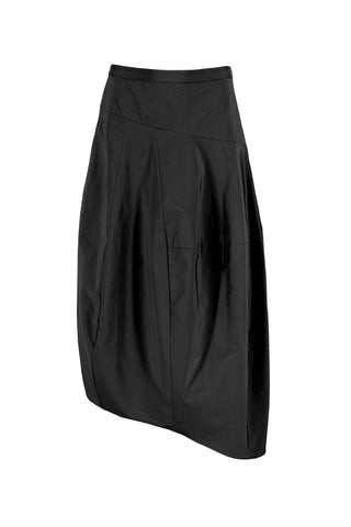 Nylon Asymmetrical Balloon Skirt in Black
