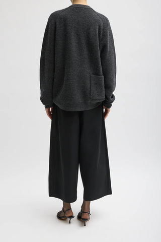 Bio Twill Triple Pleat Cropped Pant in Black