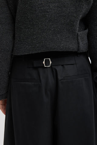 Bio Twill Triple Pleat Cropped Pant in Black
