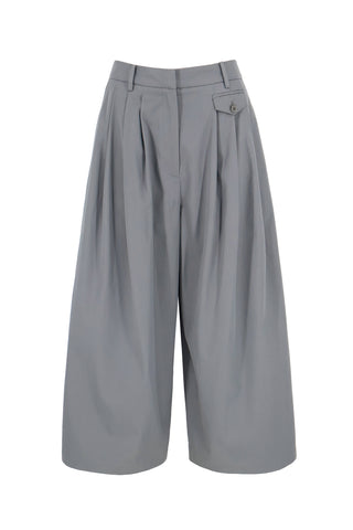 Bio Twill Triple Pleat Cropped Pant in Grey