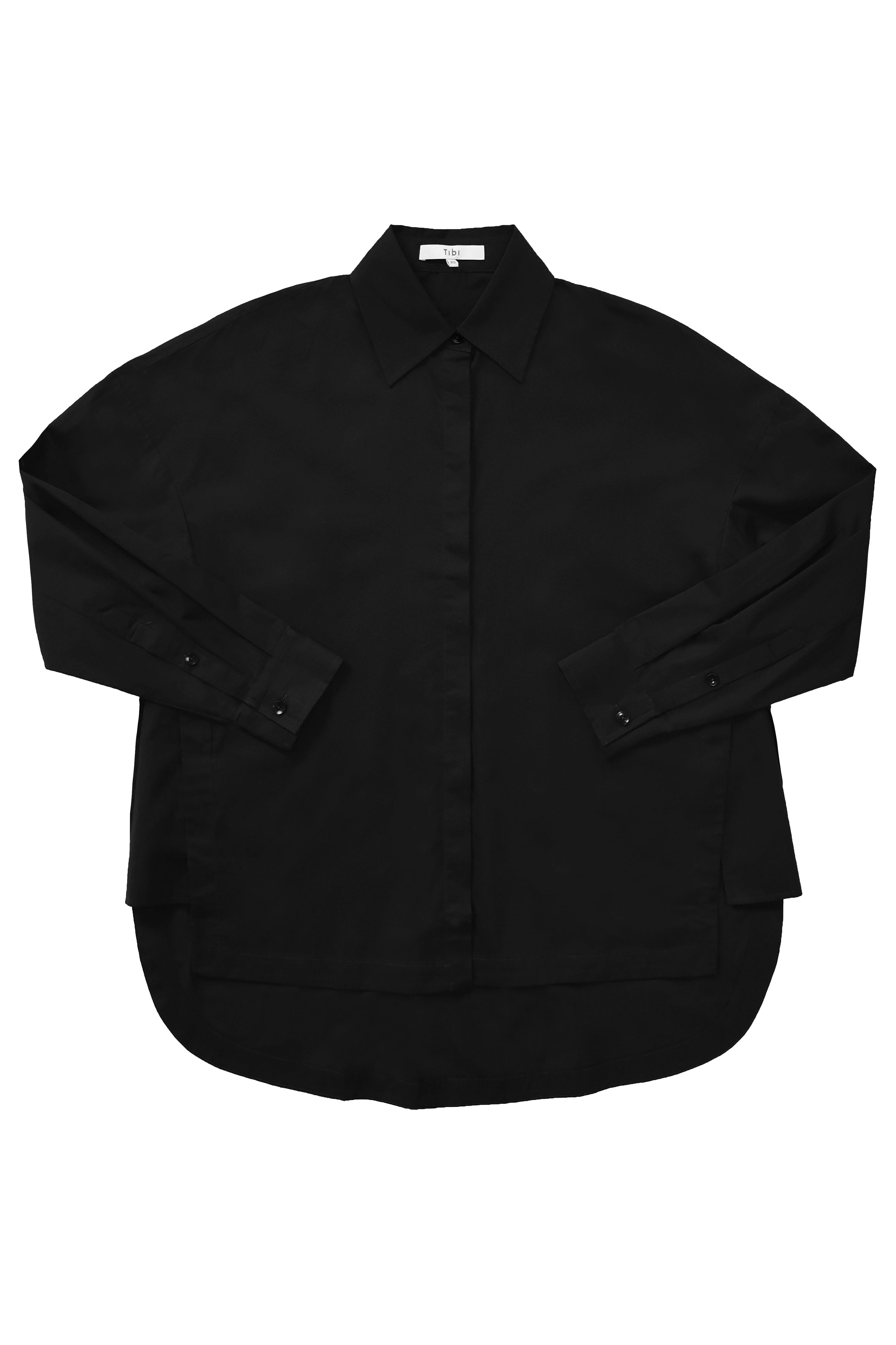 black oversized dress shirt Oversized Quarter-Sleeve Shirt - Black