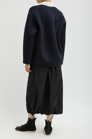 Italian Sporty Nylon Midi Anorak Skirt in Black