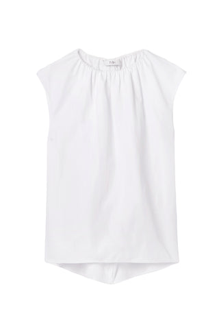 Lotte Nylon Shirred Neck Top in White