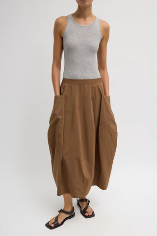 Nylon Lantern Skirt in Caramel Latte