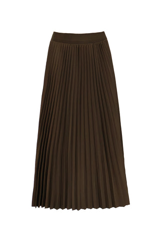 Nylon Pleating Sunray Pull On Skirt in Brown