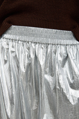 Nylon Pull On Skirt in Silver
