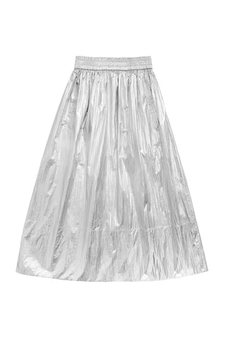 Nylon Pull On Skirt in Silver