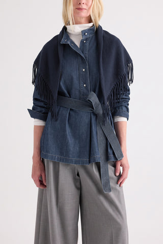 Fringe Triangle Scarf in Blue Nights