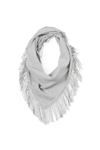 Fringe Triangle Scarf in Light Heather Grey