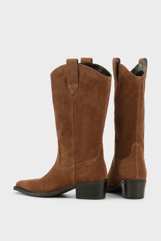 Kelsey Western in Brown Suede