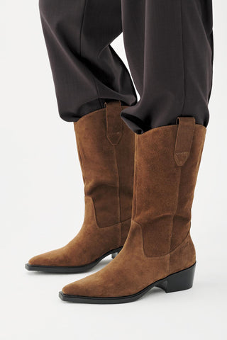 Kelsey Western in Brown Suede