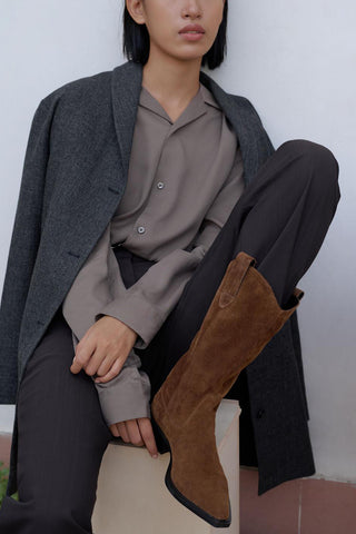 Kelsey Western in Brown Suede