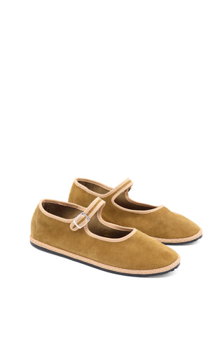 Suede Furlana Mary Jane in Castagna