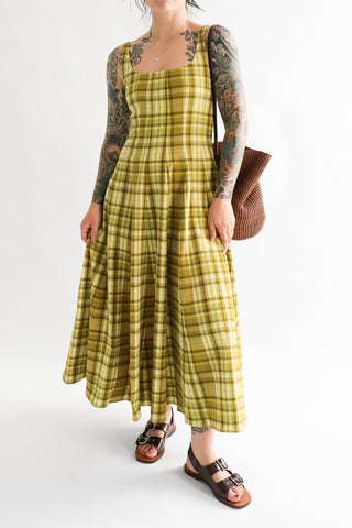 Staud Wells Plaid Midi Dress, Pepperonci, Women's, 8