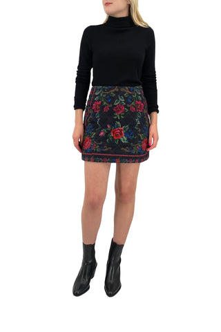 Flower Tapestry Mini Skirt